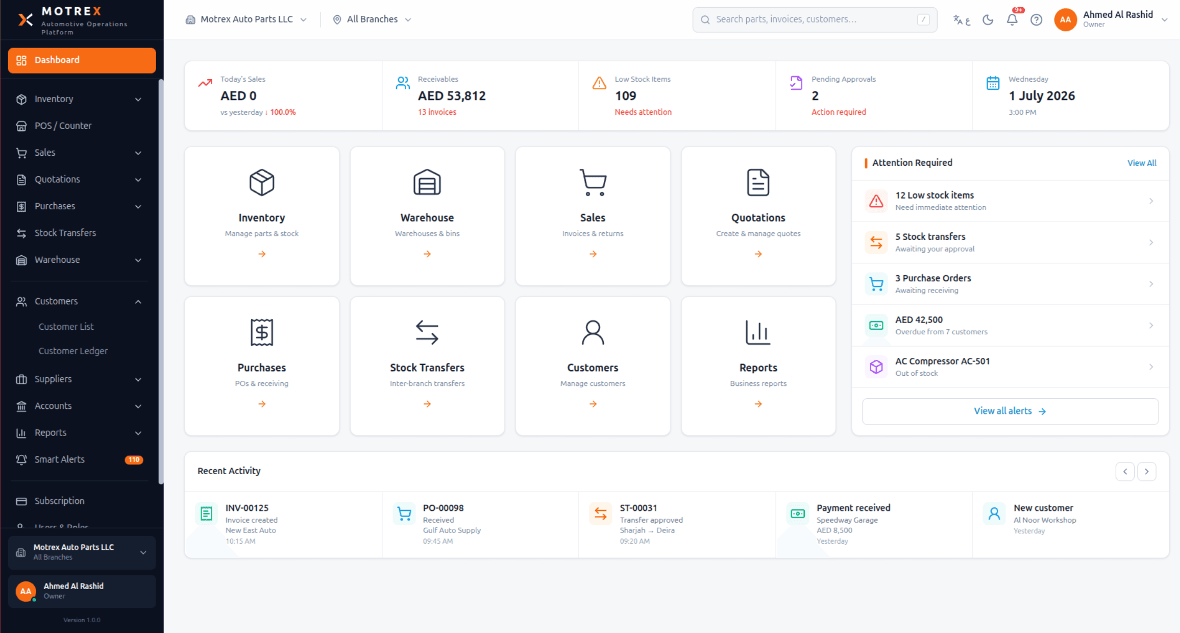 Motrex dashboard preview