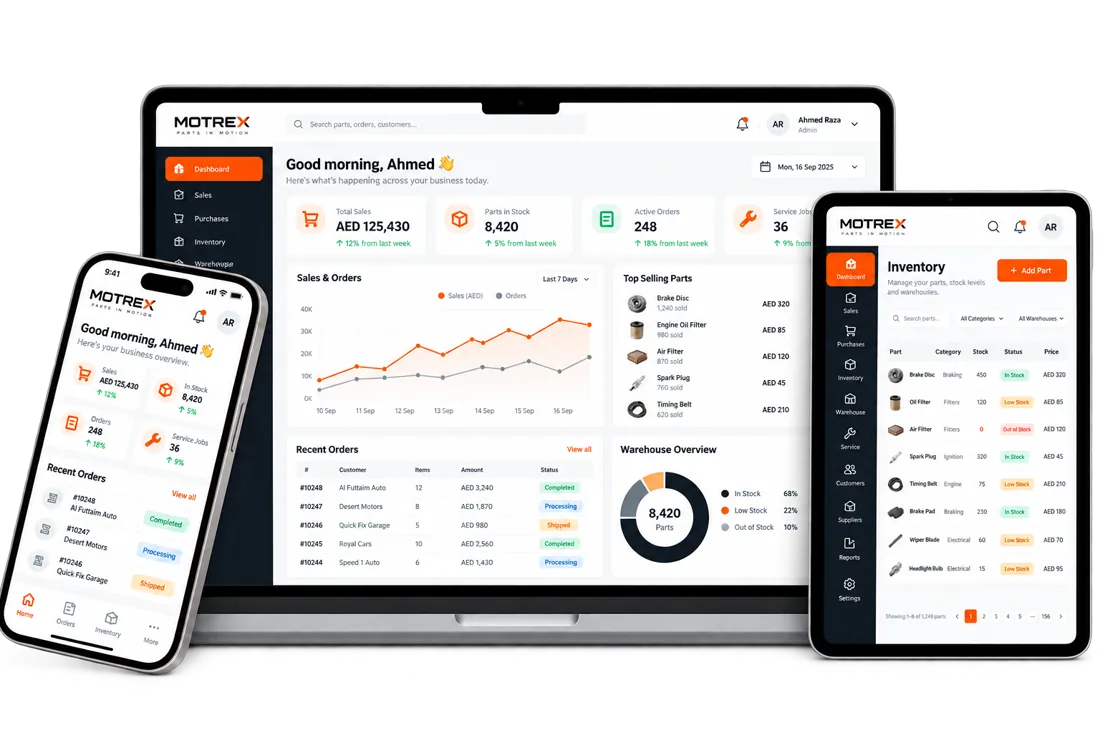 MOTREX running on desktop and mobile