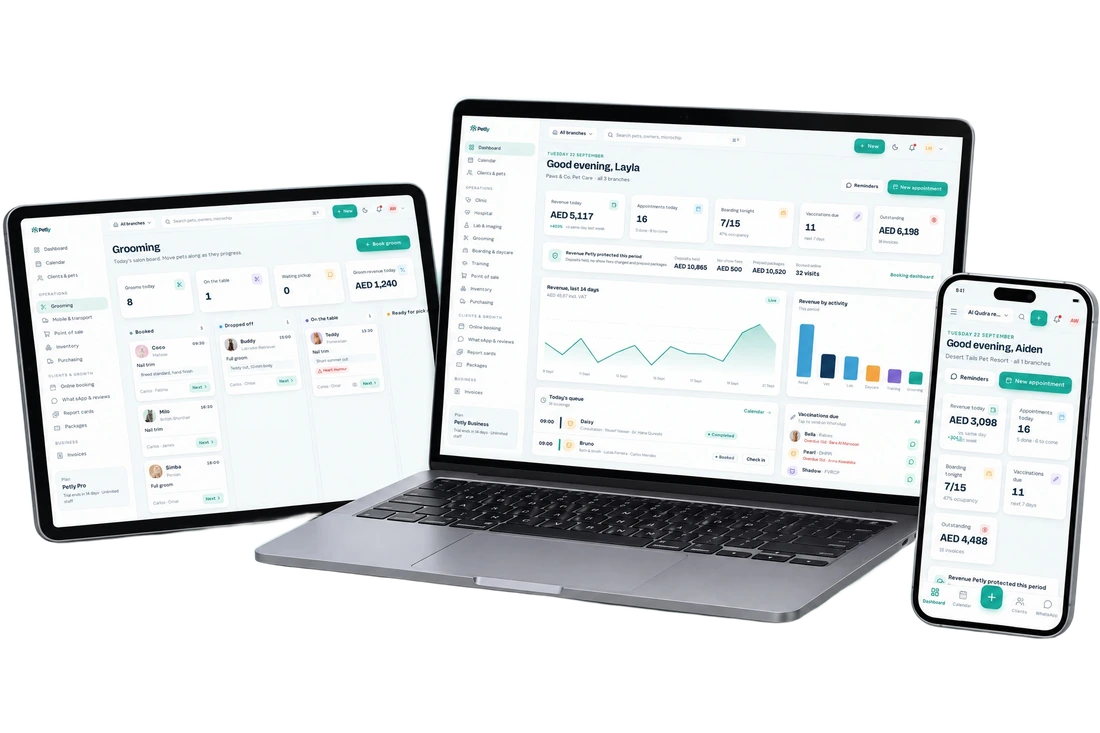 Petly running on desktop and mobile